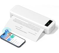 Impresora Portátil Termica A4, Impresoras Inalambrica Bluetooth 300 dpi para Papel Térmica 210x297mm/110mm/80mm/53mm/216mm, Casa Mini Movil Portatil Sin Tinta Wireless Portátiles Printer, blanco