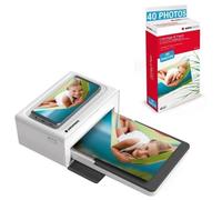 AgfaPhoto - Lote de Impresora Realipix Moments + Cartuchos y Papeles 40 Fotos adicionales - Impresión Bluetooth Photo 10x15 cm Smartphone Apple y Android, 4Pass Sublimation Thermic, Color Blanco