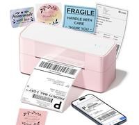 Impresora Termica Etiquetas Adhesivas 4x6, 245BT Impresora Etiquetas Envio Bluetooth, Impresoras Térmicas para Pequeñas Empresas, Dirección, Compatible con Royal Mail, Amazon, Shopify, Ebay, Rosa