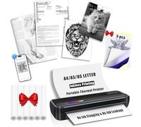 Impresora térmica inalámbrica portátil para el hogar y viajes, mini impresora Bluetooth sin tinta compatible con letras de EE. UU. de 8.5 x 11 pulgadas, funciona con iOS, Android y computadoras