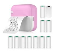Impresora térmica multifunción para hacer calcomanías instantáneas sin tinta, soporte de impresión BT para smartphone con 1 rollo de papel de 57 mm + 10 rollos de papel autoadhesivos, compatibles con