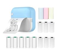 Impresora térmica multifunción para hacer pegatinas instantáneas sin tinta, soporte BT conexión para smartphone con 9 rollos de papel de 57 mm + 5 rollos de papel autoadhesivos, compatibles con iOS