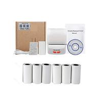 Impresoras Bluetooth Mini Impresora portátil de Recibos 58 mm Boletos Facturas Impresión Papel Rollo inalámbrica(WH Add 6Rolls)