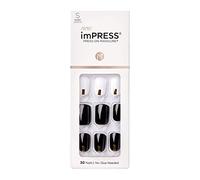 imPRESS Diseño, uñas a presión, Midnight Drive, blanco y negro, corto, tamaño, cuadrado, forma, incluye 30 uñas, almohadilla de preparación, hoja de instrucciones, 1 palo de manicura, 1 mini lima