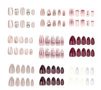 Impress Press On Nails Uñas Postizas Cortas Y Elegantes, Pegamento Acrílico En Las Uñas Manicura Francesa Stick On Nails con Pegamento for Uñas(A)
