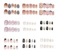 Impress Press On Nails Uñas Postizas Cortas Y Elegantes, Pegamento Acrílico En Las Uñas Manicura Francesa Stick On Nails con Pegamento for Uñas(C)