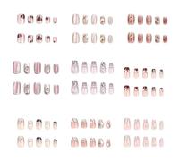 Impress Press On Nails Uñas Postizas Cortas Y Elegantes, Pegamento Acrílico En Las Uñas Manicura Francesa Stick On Nails con Pegamento for Uñas(B)