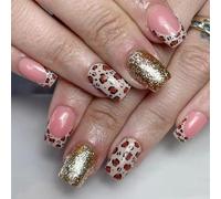 Imprimir Brillara Uñas Falsas Halloween Square Square Press En Uñas Con Arte Spiderweb Para Mujeres Y Niñas Invierno Nuevo Diseño De Leopardo