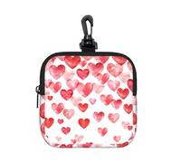 Imprimir Corazones Rojos cayendo,Bolsa de Almacenamiento Cuadrada con Cremallera, Monedero de Neopreno, Carteras pequeñas, Monedero pequeño, Monedero