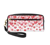 Imprimir Corazones Rojos Cayendo, Bolsa de Maquillaje Bolsa de cosméticos Bolsa de Aseo de Viaje portátil Estuche de Cuero para Mujeres y niñas