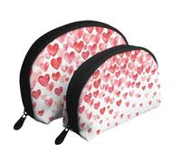 Imprimir Corazones Rojos Cayendo, Bolsa de Maquillaje de Concha, Monedero pequeño para Mujer, Bolsa de artículos de tocador, Bolsa de cosméticos, 2 Piezas