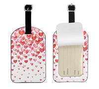 Imprimir Corazones rojos cayendo,Etiquetas de equipaje de cuero sintético con nombre, etiquetas de viaje duraderas, 2 unidades