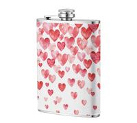 Imprimir Corazones rojos cayendo,Frasco de acero inoxidable 304 de 8 oz con funda de cuero sintético, frasco de bolsillo para licor plano para exteriores