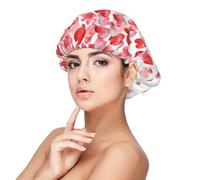 Imprimir Corazones rojos cayendo,Gorro de dormir de satén para adultos - Gorro de dormir elástico para mujer, cubrecabello nocturno