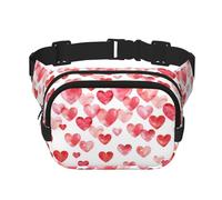 Imprimir Corazones Rojos cayendo,Riñonera Cuadrada de Doble Capa, Bolso de Viaje, Bolso Informal para el Pecho.