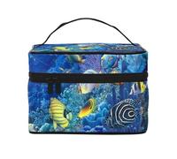 Imprimir Corazones Rojos cayendoBolsa de Maquillaje, Bolsa de Cosméticos Portátil para Mujer-Organizador de Cosméticos de Viaje, Regalo para Momentos Especiales