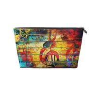 Imprimir Nota Musical Colorido Madera, Bolsa de artículos de tocador Bolsa de Maquillaje Bolsa de cosméticos Bolsa de artículos de tocador de Viaje portátil
