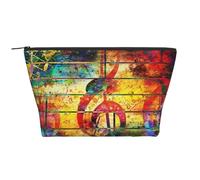 Imprimir Nota Musical Colorido Madera, Bolsa de artículos de tocador Bolsa de Maquillaje Bolsa de cosméticos Bolsa de artículos de tocador de Viaje portátil