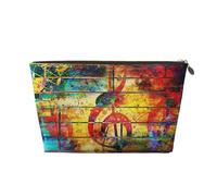 Imprimir Nota Musical Colorido Madera, Bolsa de Maquillaje Bolsa de cosméticos Bolsa de artículos de tocador de Viaje portátil Bolsa de artículos de tocador