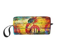 Imprimir Nota Musical Colorido Madera, Bolsa de Maquillaje Bolsa de cosméticos Bolsa de artículos de tocador de Viaje portátil Bolsa de Maquillaje