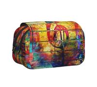 Imprimir Nota Musical de Madera Colorida Estuche para lápices portátil con Doble Concha y Cremallera