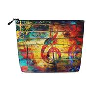 Imprimir Nota Musical de Madera Colorida,Neceser de Maquillaje de imitación Lino, Neceser de Viaje portátil