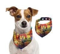 Imprimir Nota Musical de Madera Colorida,Pañuelos de algodón para Perros, Bufandas Ajustables para Mascotas,S