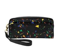 Imprimir Triángulos Abstracto Confeti, Bolsa de Maquillaje Bolsa de cosméticos Bolsa de Aseo de Viaje portátil Estuche de Cuero para Mujeres y niñas