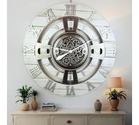 ImprovingLife The Gears Clock Reloj de pared con engranajes móviles Línea inglesa Beige desierto 90 cm