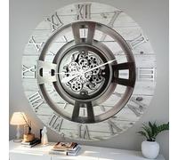 ImprovingLife The Gears Clock - Reloj de pared con mecanismo de movimiento real, línea Inglaterra (granja blanca, 60 cm)