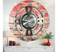 ImprovingLife The Gears Clock - Reloj de pared con mecanismo de movimiento real, línea Inglaterra (lava roja, 90 cm)
