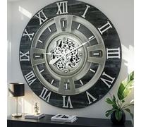 ImprovingLife The Gears Clock - Reloj de pared con mecanismo de movimiento real, línea Inglaterra (negro vintage, 24 pulgadas (60 cm))