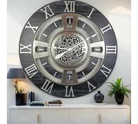 ImprovingLife The Gears Clock - Reloj de pared con mecanismo de movimiento real, línea Inglaterra (negro vintage, 90 cm)