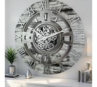 ImprovingLife The Gears Clock - Reloj de pared de 24 pulgadas con mecanismo móvil real, línea Inglaterra (gris y blanco, 60 cm)