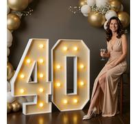 imprsv Números de marquesina de 3 pies, números iluminados de marquesina, decoraciones de cumpleaños 40 para mujeres y hombres, números grandes iluminados, tablero de espuma para mujer, kit de arco de