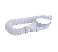 IMPTS Desagüe de ducha de 90 mm, extraplano, orificio de desagüe para plato de ducha, sifón con antiolores, colador de pelo, manguera flexible, cubierta cromada