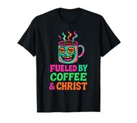 Impulsado por el café y Cristo fe Cristiana Amante del café Camiseta