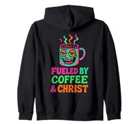 Impulsado por el café y Cristo fe Cristiana Amante del café Sudadera con Capucha