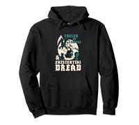 Impulsado por el café y el temor existencial Vintage Cartoon Reaper Sudadera con Capucha