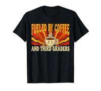 Impulsado por el café y la Escuela de Maestros de Tercer Grado Camiseta gráfica económica, Hombre, Negro, XL