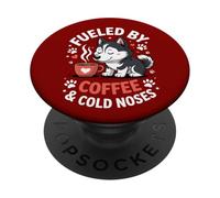 Impulsado por el café y Las narices frías - Lindo Husky PopSockets PopGrip Adhesivo
