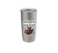 Impulsado por el té y la tragedia clásica Dark Academia Bookworm Vaso térmico de acero inoxidable de doble pared