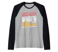 Impulsado por La Insulina Y La Cafeína Diabéticos Diabetes Camiseta Manga Raglan