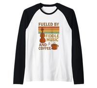 Impulsado por la música de violín y el café Bluegrass y Amante del café Camiseta Manga Raglan