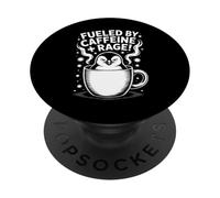 Impulsado por la rabia de la cafeína divertido pingüino y café PopSockets PopGrip Adhesivo