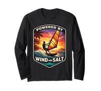 Impulsado por Wind and Salt Windfurfer Windsurfing Lover Joke Manga Larga