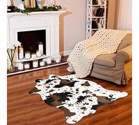 IMQOQ - Alfombra de piel de vaca sintética para salón, dormitorio, etc. Antideslizante, 110 x 75 cm