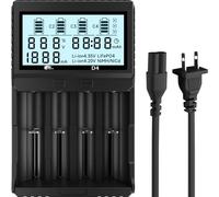 IMREN 18650 Cargador de Batería, Pantalla LCD con Prueba de Capacidad, 4 Ranuras Universal Cargador Rápido de Batería Recargable para 1.2V Ni-MH/Ni-CD LiFePO4 18650 18500 20700 21700 26650