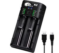 IMREN 26650 10400 Cargador de Batería, Universal Cargador para Recargables Pilas 18650 10440 14500 14650 18500 18350 18700 26650 y 1.2V Ni-MH/Ni-CD AA AAA C (con USB-C)