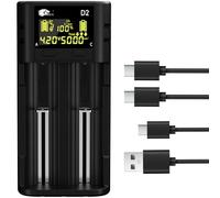 IMREN Cargador Inteligente de Baterías 18650, Probador de Capacidad de Descarga, Pantalla LCD Automática, Cargador Rápido 18650 2 A para 18650 21700 20700 1.2 V Ni-MH Ni-CD AA AAA C (Cable A-C/C-C)